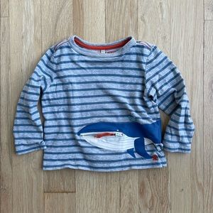 Joules striped whale shirt with zippered mouth 2y